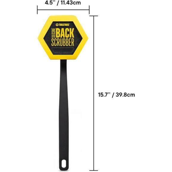 Mens Silicone Back Scrubber Exfoliating Shower Brush Long Handle Charcoal - Picture 4 of 7